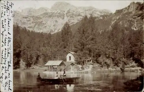 Ak Cortina d'Ampezzo Veneto, Bootsausflug, Wald, Berge
