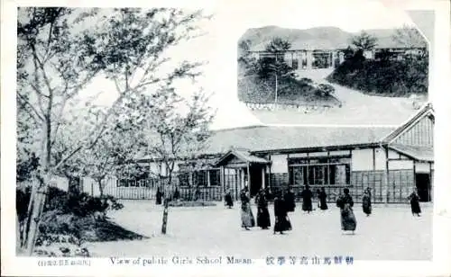 Ak Japan, Blick zur Schule