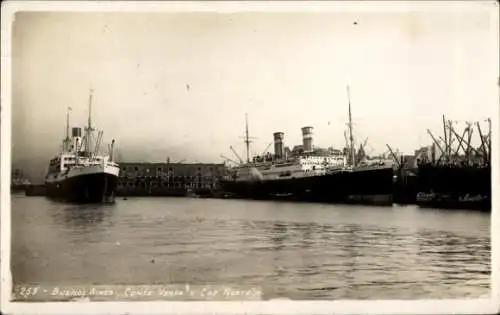 Litho Buenos Aires Argentinien, Dampfschiffe Cap Norte und Conte Verde im Hafen