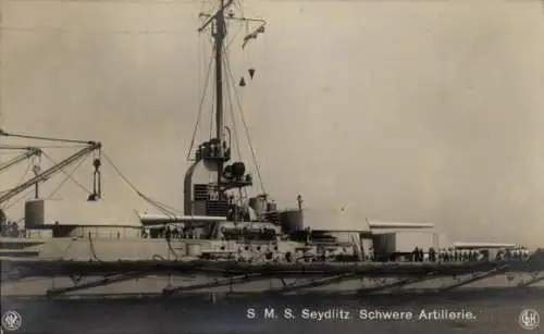 Ak Deutsches Kriegsschiff, SMS Seydlitz, Schlachtkreuzer, Schwere Artillerie, Kaiserliche Marine