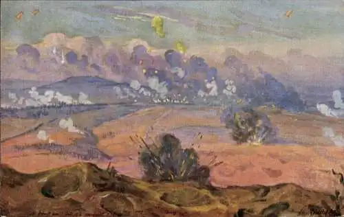 Künstler Ak Vollbehr, Ernst, Gefecht um Fleury und Souville, Westfront 1. WK, Heeresgruppe Kronprinz
