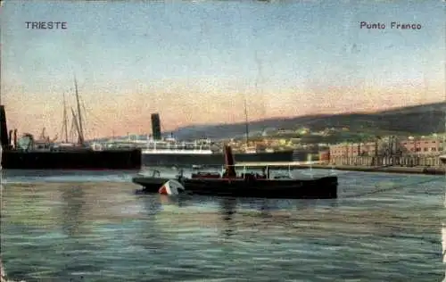 Ak Triest Trieste Friuli Venezia Giulia, Punto Franco, Hafen, Dampfschiffe