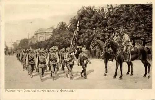 Ak Parade der Kaiserjäger vor Generalfeldmarschall von Mackensen, KuK Armee, Galizien, I WK