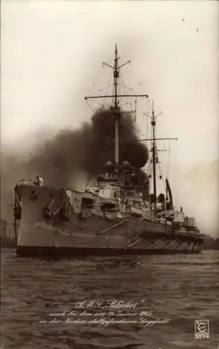 Ak Deutsches Kriegsschiff, SMS Blücher, Großer Kreuzer, Kaiserliche Marine, MLC 3074