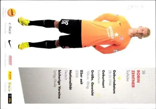 Autogrammkarte Fußballer Robin Zentner, 1. FSV Mainz 05