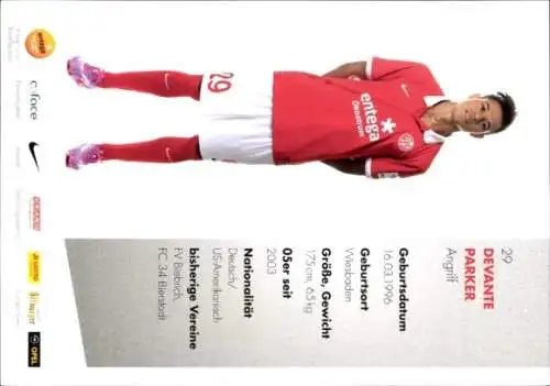 Autogrammkarte Fußballer Devante Parker, 1. FSV Mainz 05