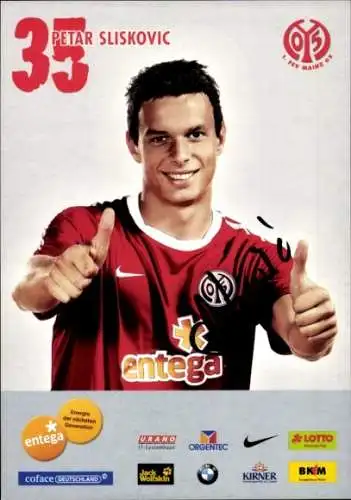 Autogrammkarte Fußballer Peter Sliskovic, 1. FSV Mainz 05