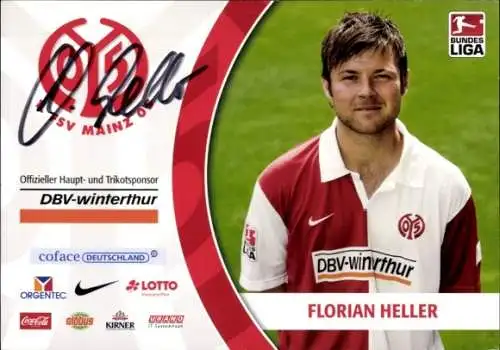 Autogrammkarte Fußballer Florian Heller, 1. FSV Mainz 05