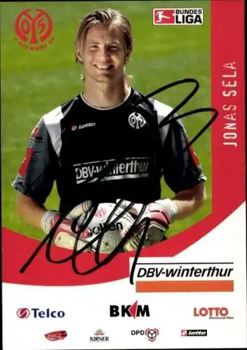 Autogrammkarte Fußballer Jonas Sela, 1. FSV Mainz 05
