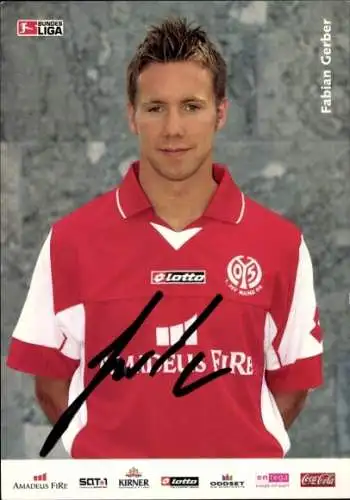 Autogrammkarte Fußballer Fabian Gerber, 1. FSV Mainz 05, Autogramm