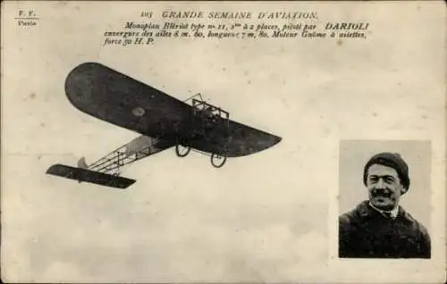 Ak Monoplan Bleriot Typ No. II, Pilot Darioli
