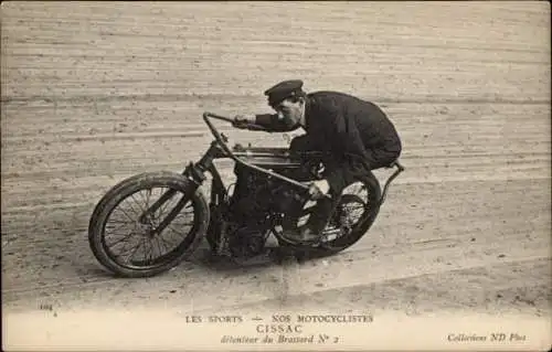 Ak Rennfahrer Cissac, Brassard No. 2, Motorrad, Rennbahn