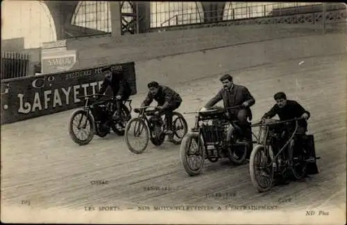 Ak Rennfahrer Cissac, Danglard, Jules The, Cavè, beim Training, Rennbahn