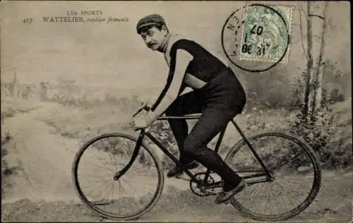 Ak Radrennfahrer Wattelier, Fahrrad