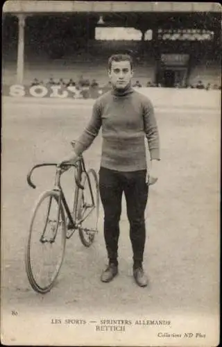 Ak Bahnradfahrer Rettich, Sprinter, Deutschland