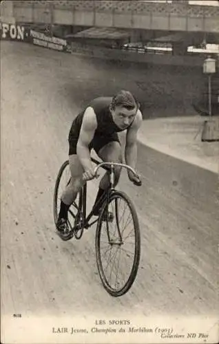 Ak Bahnradfahrer Lair Jeune, Champion von Morbihan 1903