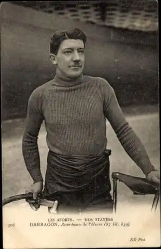 Ak Bahnradfahrer Louis Darragon, Steher, Stundenrekord