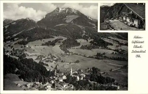 Ak Elbach Fischbachau in Oberbayern, Berglandschaft, Dorfansicht, Hochgebirge, Postkurzinfo