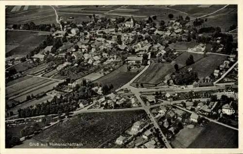 Ak Hohenschäftlarn Schäftlarn Oberbayern, Luftaufnahme des Ortes, Felder, Straßen, Wohnhäuser, Gr