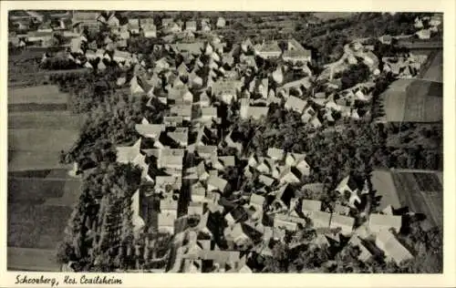 Ak Schrozberg in Württemberg, Luftaufnahme von  zahlreiche Häuser, ländliche Umgebung