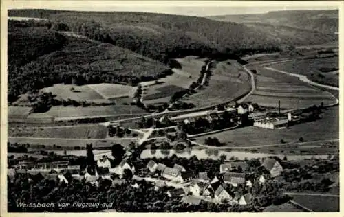 Ak Weissbach Weißbach in Thüringen, Fliegeraufnahme, Gasthaus zum Hirsch