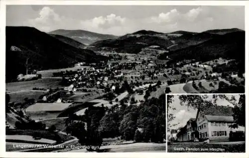 Ak Langenau Kleines Wiesental Schopfheim in Baden, Fliegeraufnahme, Gasthof zum Hirschen