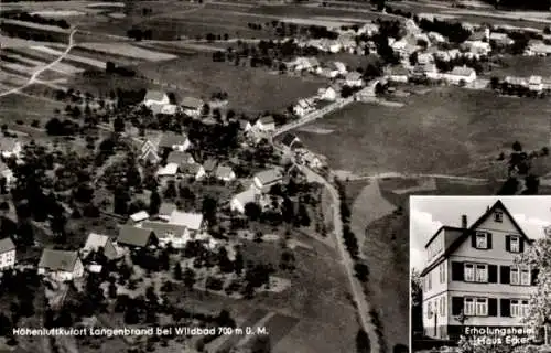 Ak Langenbrand Schömberg im Schwarzwald Württemberg, Luftaufnahme von  Häuser, Landschaft, Erholu