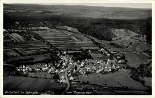 Ak Michelbach am Heuchelberg Zaberfeld in Württemberg, Luftaufnahme, ländliche Landschaft, Wohnhä