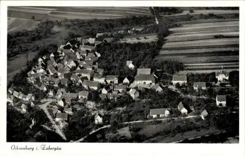 Ak Ochsenburg Zaberfeld in Württemberg, Luftaufnahme von Ochsenburg, ländliche Umgebung, viele Hä
