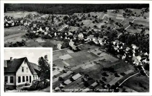 Ak Hamberg Neuhausen im Enzkreis Baden Württemberg, Fliegeraufnahme, Gasthaus zum Lamm