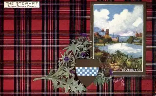 Wappen Ak Inverness Schottland, The Stewart, Prinz Charles Edward
