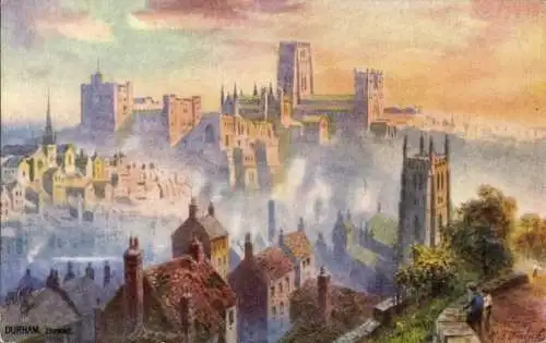 Künstler Ak Durham North East England, Stadtansicht