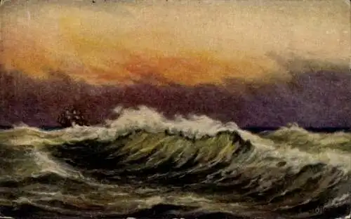 Künstler Ak stürmische See