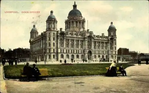 Ak Liverpool Merseyside England, Hafenbüros