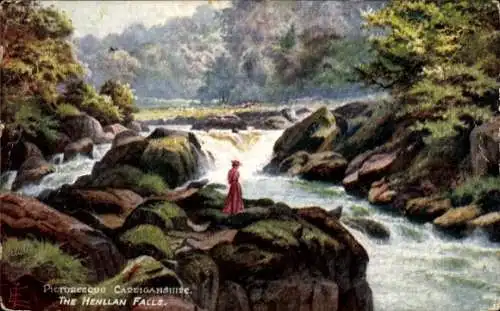 Künstler Ak Wales, Henllan Fälle