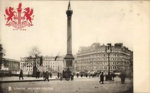 Ak London City England, Nelsons Column, Wappen
