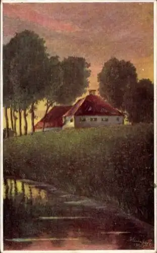 Künstler Ak Lindenberg, Eugen, Bauernhaus