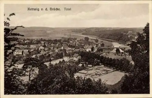 Ak Kettwig vor der Brücke Kettwig Essen im Ruhrgebiet, Totale