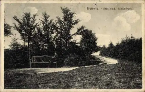 Ak Kettwig Essen im Ruhrgebiet, Stadtwald, Schillerbank