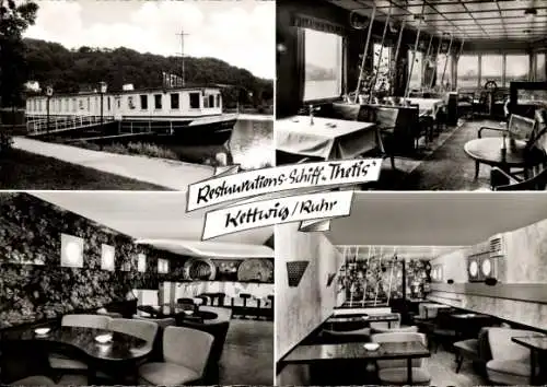 Ak Kettwig Essen im Ruhrgebiet, Restaurationsschiff Thetis, innen und aussen