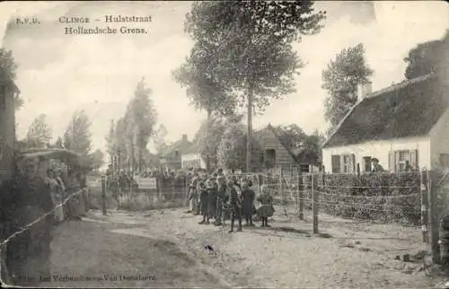 Ak Clinge Zeeland Niederlande, B.V.U.,  Hulststraat, Hollandsche Grens, Kinder am Zaun