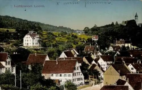 Ak Lorch im Rheingau Hessen, Vogelperspektive auf Häuser, Landschaft, Luftkurort, Aussichtspunkt