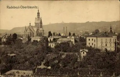 Ak Oberlössnitz Oberlößnitz Radebeul Sachsen, Gesamtansicht, Kirche