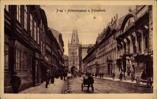 Ak Praha Prag Tschechien, Stadtansicht, Hybernergasse, Pulverturm,  Architektur
