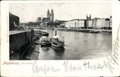 Ak Magdeburg an der Elbe, Magdeburg. Elbansicht.