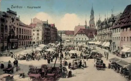 Ak Zwickau in Sachsen, Hauptmarkt