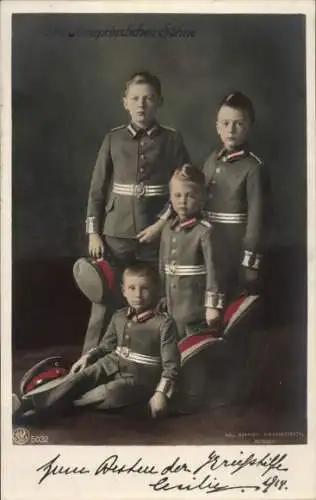 Ak Die Kronprinzlichen Söhne, Kriegs-Wohlfahrtskarte