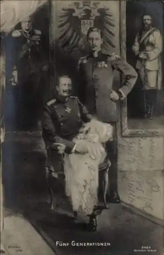 Künstler Ak Fünf Generationen, Kaiser Wilhelm II., Kronprinz Wilhelm von Preußen, Enkel, Gemälde
