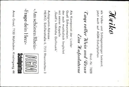 Foto Sänger Heiko, Portrait, Autogramm