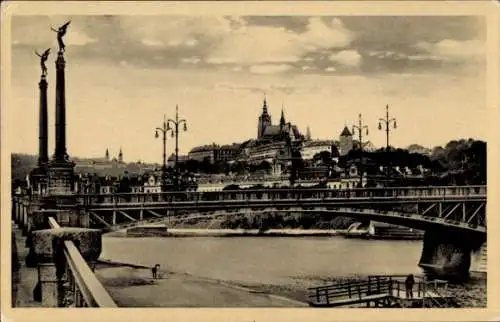 Ak Hradčany Hradschin Praha Prag Tschechien, Brücke, Hradschin, Schloss, Gebäude, Fluss